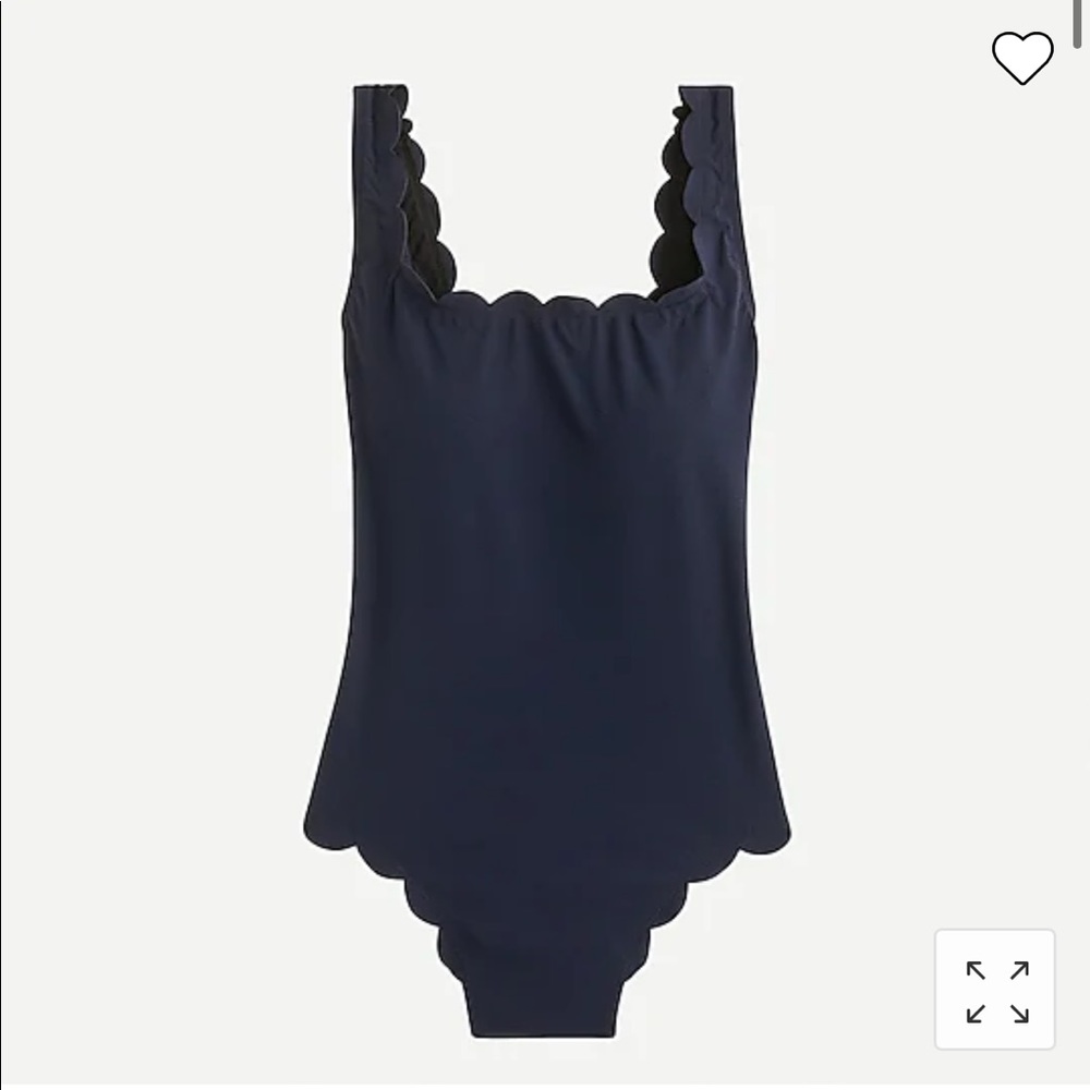 J. Crew Scallop piqué scoopback one-piece